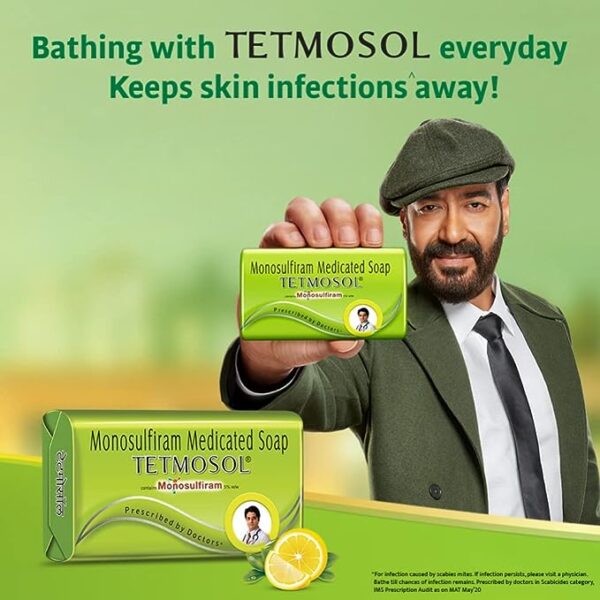 Tetmosol Medicated Soap- fights skin infections, itching with lime like fragrance for daily bathing - Pack of 3 - Image 3