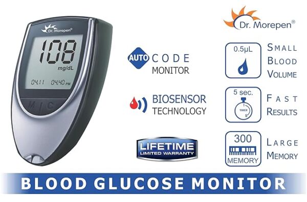Morepen BG-03 GlucoOne Glucometer Combo with 25 Strips - Blood Glucose Monitor Kit by Morepen - Image 4