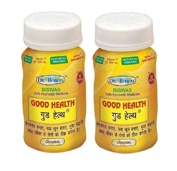 Experience vitality and well-being with Dr. Biswas Ayurvedic Good Health Capsules. Infused with potent Ayurvedic herbs like Ashwagandha and Triphala, these capsules support immunity, digestion, and mental clarity. Elevate your health naturally with each capsule.