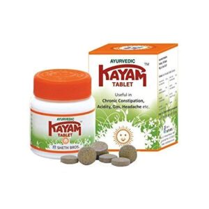 Kayam Tablet offers gentle relief for digestive discomfort and constipation. Crafted with natural ingredients like Senna leaves, Ajwain, and Haritaki, it promotes healthy bowel function without causing dependency. Experience gentle yet effective relief and maintain digestive wellness naturally with Kayam Tablet.