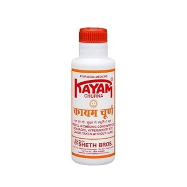Kayam Churan is your trusted Ayurvedic remedy for digestive health. It's renowned for its ability to provide relief from chronic constipation by stimulating bile secretion in the liver, easing bowel movements, and promoting smoother digestion. With potent ingredients, it also aids in reducing acidity, gas, and bloating, offering comfort after meals. Additionally, Kayam Churan helps manage symptoms of Irritable Bowel Syndrome (IBS), ensuring digestive comfort. Recommended dosage is 1/2 to 2 teaspoons before bedtime.